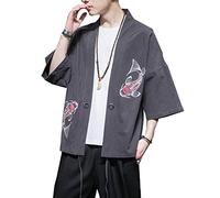 Seidarise Hommes Kimono Traditionnel Japonais Cardigan Noragi Veste Yukata Manteau Haori - - XX-Large