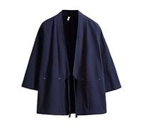 Seidarise Kimono Cardigan Noragi Veste Japonaise Yukata Manteau Haori Taille Plus - bleu marine - Taille L