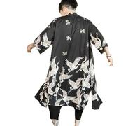 Seidarise Men's Demon Slayer Haori, Long Kimono Cardigan Jacket Japanese Style Flying Crane Seven Sleeves Open Front Coat
