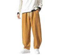 Seidarise Pantalon en velours côtelé pour homme - Coupe ample - Coupe décontractée - Extensible - Taille élastique - Cordon de serrage, O2-marron, Taille S