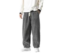 Seidarise Pantalon en velours côtelé pour homme - Coupe ample - Coupe décontractée - Extensible - Taille élastique - Cordon de serrage, gris, Taille M