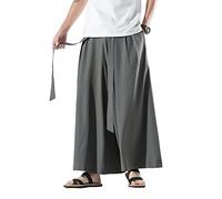 Seidarise Pantalon sarouel japonais en lin pour homme Coupe large Style hip-hop, Gris (75), Taille L