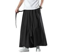 Seidarise Sarouel japonais en lin à jambes larges, Pantalon pour homme, Noir (75), Taille L