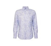 Seidensticker Slim Fit Langarm Leinenhemd Chemise d'affaires, Bleu, 43 Tall Homme