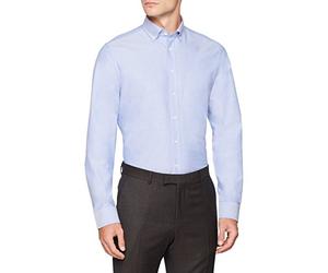 Seidensticker Slim Langarm Mit Button-Down Kragen Soft Uni Smart Business Chemise, Bleu (Blau 13), 37 Homme