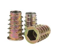 SEIDER 10 pièces Filetage en Alliage de Zinc for Bois Insert écrou à Bride tête hexagonale écrous de Meubles M4 M5 M6 M8 1/4-20UNC 5/16-18UNC 3/8-16UNC(M4x8mm x10pcs)