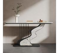 SEIFE Console d'entrée Moderne en métal doré avec Plateau Effet Roche, Table d'appoint étroite Noire pour Salon, idéale pour Couloir, Hall d'entrée ou Vestibule(Black-2,120CM/47.2in)
