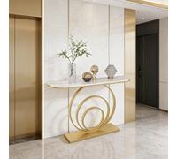 SEIFE Console dorée et Blanche, Table d'entrée Moderne en Forme de Demi-Lune, Table d'appoint étroite pour Couloir, Salon ou entrée(Gold-2,80cm/31.4in)