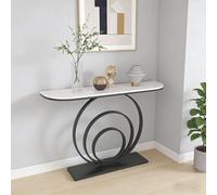 SEIFE Console dorée et Blanche, Table d'entrée Moderne en Forme de Demi-Lune, Table d'appoint étroite pour Couloir, Salon ou entrée(Black-2,120cm/47.2in)