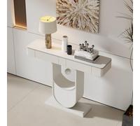SEIFE Console Moderne Blanche avec tiroirs, Table d'entrée étroite avec Espace de Rangement Ouvert, Table d'appoint pour Couloir, Salon ou entrée(White-1,100cm/39.3in)