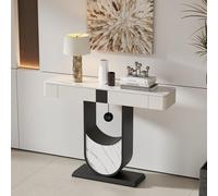 SEIFE Console Moderne Blanche avec tiroirs, Table d'entrée étroite avec Espace de Rangement Ouvert, Table d'appoint pour Couloir, Salon ou entrée(Black-2,120cm/47.2in)