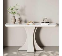 SEIFE Console Moderne Noire et Blanche, Longue Table d'entrée avec Plateau en marbre et piètement en métal, Table d'appoint pour Couloir, Salon ou entrée(White-1,100cm/39.3in)