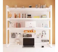 SEIFE Desktop Bookshelf,Dorm Bookshelf,Desk Organizer Shelf,Desktop Storage Shelf,Student pegboard Bookcase,Home Office racksdisplavs,Lift Desk Bookcase,Desk Hutch Dorm(White Three Layers,80cm)