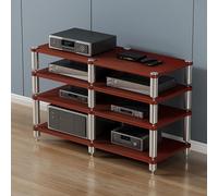 SEIFE Étagère Audio-visuelle stéréo, Support multimédia AV, Meuble d'angle Audio-vidéo, Meuble Console pour Platine Vinyle, pour Lecteur Home cinéma, Console de Jeux(Teak Color,4-Layer)