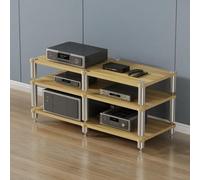 SEIFE Étagère Audio-visuelle stéréo, Support multimédia AV, Meuble d'angle Audio-vidéo, Meuble Console pour Platine Vinyle, pour Lecteur Home cinéma, Console de Jeux(Wood,3-Layer)