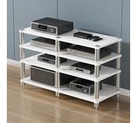 SEIFE Étagère Audio-visuelle stéréo, Support multimédia AV, Meuble d'angle Audio-vidéo, Meuble Console pour Platine Vinyle, pour Lecteur Home cinéma, Console de Jeux(White,4-Layer)