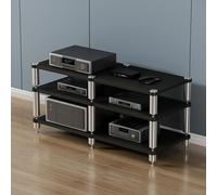 SEIFE Étagère Audio-visuelle stéréo, Support multimédia AV, Meuble d'angle Audio-vidéo, Meuble Console pour Platine Vinyle, pour Lecteur Home cinéma, Console de Jeux(Black,3-Layer)