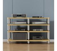 SEIFE Étagère Audio-visuelle stéréo, Support multimédia AV, Meuble d'angle Audio-vidéo, Meuble Console pour Platine Vinyle, pour Lecteur Home cinéma, Console de Jeux(Wood,4-Layer)