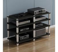 SEIFE Étagère Audio-visuelle stéréo, Support multimédia AV, Meuble d'angle Audio-vidéo, Meuble Console pour Platine Vinyle, pour Lecteur Home cinéma, Console de Jeux(Black,4-Layer)