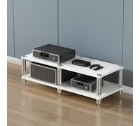 SEIFE Étagère Audio-visuelle stéréo, Support multimédia AV, Meuble d'angle Audio-vidéo, Meuble Console pour Platine Vinyle, pour Lecteur Home cinéma, Console de Jeux(White,2-Layer)