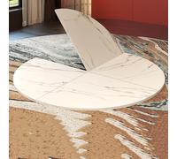 SEIFE Grande Table Ronde Pliable en Bois, 140 à 218 cm, rallonge de Remplacement temporaire pour Table, Table Pliante, pour intérieur/extérieur, pour 10 à 15 Personnes(Stone,120cm/47.2in)