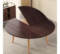 SEIFE Grande Table Ronde Pliable en Bois, 140 à 218 cm,Remplacement temporaire de Table, pour l'intérieur et l'extérieur(Walnut,220cm/86.6in)