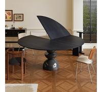 SEIFE Plateau de Table Rond Pliable en Bois Noir, Grand Format, 4 Plis, 119,4 à 218,4 cm, rallonge de Plateau, Remplacement de Plateau, rallonge temporaire(140cm/55.1in)