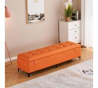 SEIFE Pouf rectangulaire en Cuir avec Rangement et serrures, Repose-Pieds Coffre, Banc de Rangement pour Jouets, pour Salon, Chambre, Pied de lit, entrée(Orange,100cm/39.4in)
