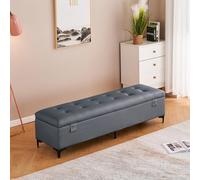 SEIFE Pouf rectangulaire en Cuir avec Rangement et serrures, Repose-Pieds Coffre, Banc de Rangement pour Jouets, pour Salon, Chambre, Pied de lit, entrée(Dark Gray,140cm/55in)