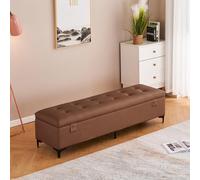 SEIFE Pouf rectangulaire en Cuir avec Rangement et serrures, Repose-Pieds Coffre, Banc de Rangement pour Jouets, pour Salon, Chambre, Pied de lit, entrée(Brown,100cm/39.4in)
