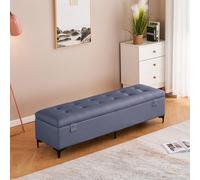 SEIFE Pouf rectangulaire en Cuir avec Rangement et serrures, Repose-Pieds Coffre, Banc de Rangement pour Jouets, pour Salon, Chambre, Pied de lit, entrée(Blue,175cm/68.5in)