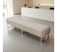 SEIFE Sièges de Zone d'Attente Commercial Banc de Lounge de Réception Cuir | Banc d'Attente Moderne avec Cadre Métallique pour Hôpital Clinique Bureau et Mobilier d'Accueil(Light gray,200cm/78.7in)