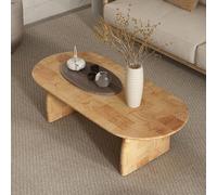 SEIFE Table Basse Ronde en Bois Blanc avec Rangement, Table Basse Ovale de Style Tatami Japonais pour Salon ou Bureau(Wood Single Layer,120cm/47in)