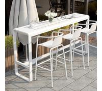 SEIFE Table de Bar d'extérieur pour Balcon avec rambarde, Table de Bar rectangulaire Haute, étroite et Haute de Style Industriel pour Patio, sans tabourets(White,120cm/47.2in)