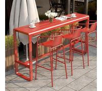 SEIFE Table de Bar d'extérieur pour Balcon avec rambarde, Table de Bar rectangulaire Haute, étroite et Haute de Style Industriel pour Patio, sans tabourets(Red,200cm/78.7in)