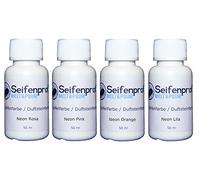 Seifenprofis Lot de 4 colorants pour savon, 200 ml, rose fluo, violet, orange, rose fluo, 4 x 50 ml