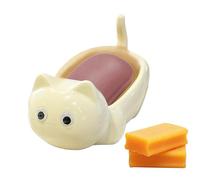 Seifenschale Katze - Süßer Seifenhalter Mit Ablauf | Selbstentwässernde Seifenablage Ohne Bohren | Lustige Badezimmer Deko Für Kinder & Katzenliebhaber | Rutschfest Für Dusche & Waschbecken