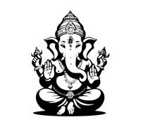 Seigneur Ganesh Stickers muraux en PVC 60.8x82.1cm Personnalisation Noir