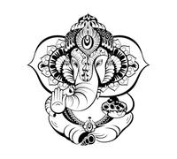 Seigneur Ganesha, hindouisme indien, dieu Seigneur Ganesha Stickers muraux 54.6x58.9cm Ne se décolle pas Noir