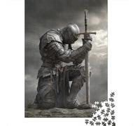 Seigneur Médiéval Sombre 1000 Pièces Puzzle pour Adultes The Indomitable Guerrier Puzzle en Bois DIY Art Mural Cadeau Unique Qualité Supérieure Impossible Décoration Modern 1000pcs (75x50cm)