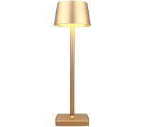Seihoae Lampe de Table Sans Fil, 6000mAh Batterie Rechargeable, IP54 Étanche, Alliage d'aluminium, Gradation Tactile, Lumière Chaude LED 4W, pour Intérieur Extérieur Restaurant Buffet Bar Café, Or