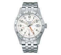 Seiko 5 Sports Montre automatique GMT, cadran blanc, bracelet en acier, modèle SSK059K1
