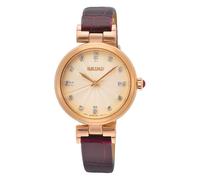 Seiko Femme | Cadran Or Rose | Bracelet en Cuir Rouge SRZ548P1