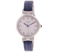 Seiko Femme | Cadran serti de Cristaux Blancs | Bracelet en Cuir Bleu SRZ545P1