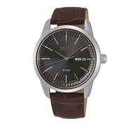 Seiko Homme Analogique Solaire Montre avec Bracelet en Cuir SNE529P1