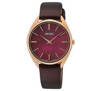 Seiko Montre analogique à Quartz pour Femme avec Bracelet en Cuir SWR082P1, Doré/Marron, Mouvement à Quartz