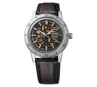 Seiko Presage Style 60 automatique, cadran squelette, boîtier en acier, bracelet en cuir noir, SSA461J1