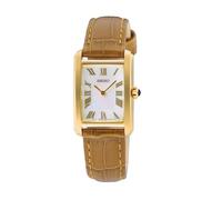 Seiko Montre femme SWR100P1 – Bracelet cuir marron – Quartz – 22 mm – 5 Bar