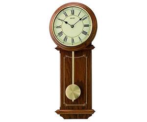 Seiko QXC213B Pendule Murale en Bois Marron, Marron, Moderne