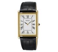 Seiko Robe classique (27,2 mm) Cadran blanc/bracelet en cuir noir SWR104P1